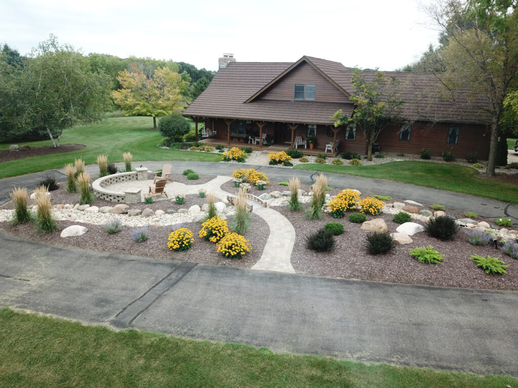 Front entry landscaping with patio & walkways